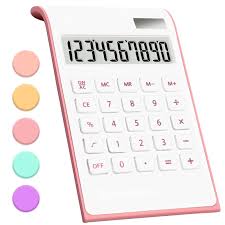 Calculadora Rosa Solar de Oficina 10 Dígitos